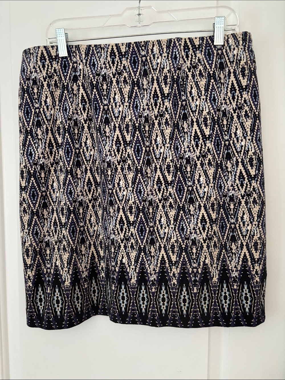 J. Jill Black and Cream Geometric Pencil Skirt
